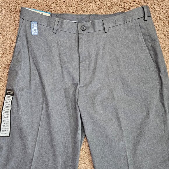 NWT Haggar Premium No Iron Khaki Pants Mens 36x32 Charcoal Heather Classic Fit - Picture 3 of 12